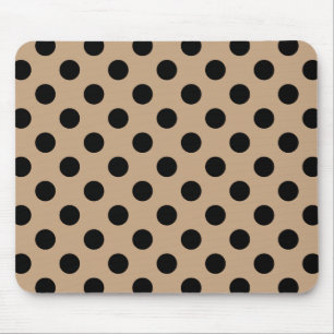 Alfombrilla De Ratón Black polka dots on beige