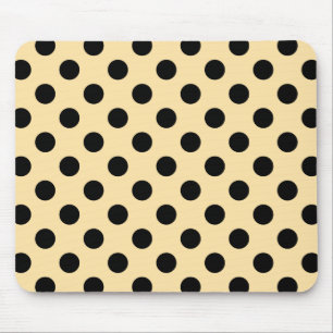 Alfombrilla De Ratón Black polka dots on pale yellow
