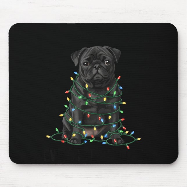 Alfombrilla De Ratón Black Pug Christmas I'm Fine Everything Is Fine  (Frente)