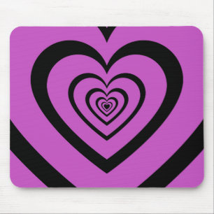 Alfombrilla De Ratón Black Purple Hypnotic Heart Love Pattern