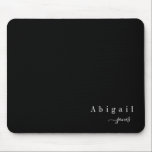Alfombrilla De Ratón Black Simple Script Name Modern personalizado<br><div class="desc">Diseño de nombres de guiones minimalistas de moda moderna sobre fondo negro editable en color,  simple y elegante,  gran personalizado su propia almohadilla de ratón personalizada. Personalizar con el color de fondo de su elección.</div>