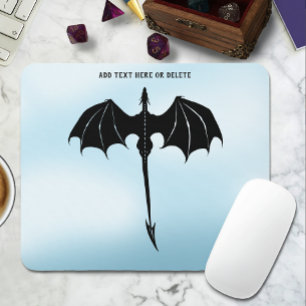Alfombrilla De Ratón Black Tribal Flight Dragon Fantasy Blue Sky