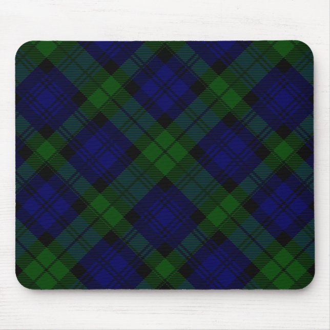 Alfombrilla De Ratón Black Watch Tartan Blue Green Plage (Frente)