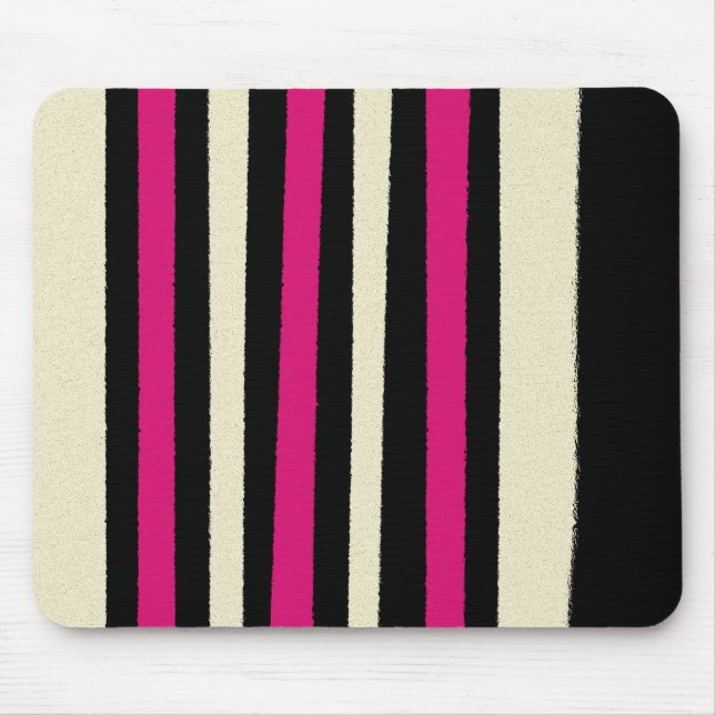Alfombrilla De Ratón Black White Hot Pink Strips Guay Simple Pattern (Frente)