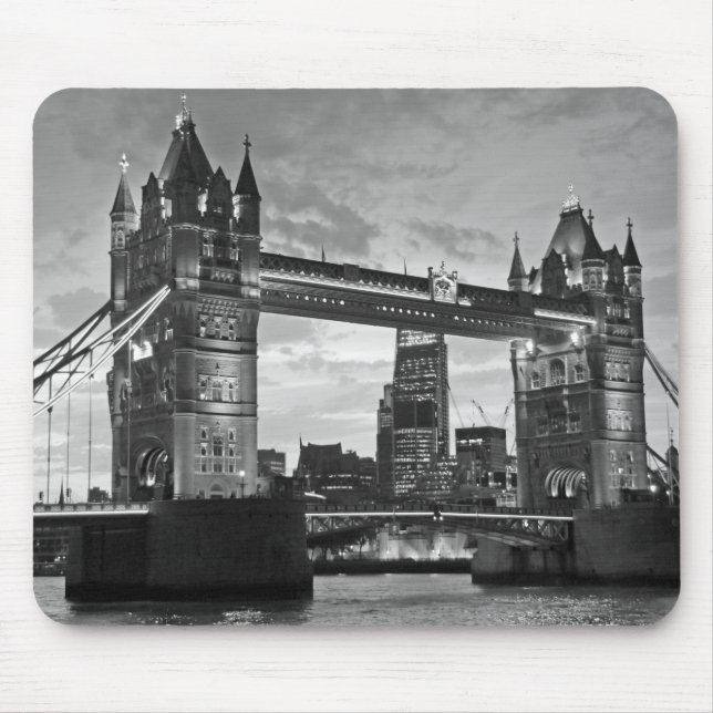 Alfombrilla De Ratón Black White London Tower Bridge Reino Unido (Frente)