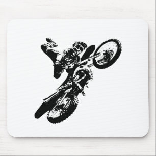 Alfombrilla De Ratón Black White Pop Art Motocross Motoryle Sport