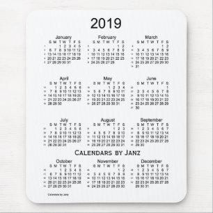 Alfombrilla De Ratón Blanco 2019 calendario de 52 semanas por Janz