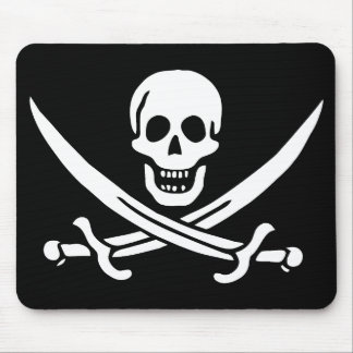 Alfombrilla De Ratón Blanco, Bandera Pirata Calico Jack, Calavera y Cuc