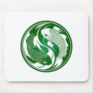 Alfombrilla De Ratón blanco green.jpg de yang del yin del koi