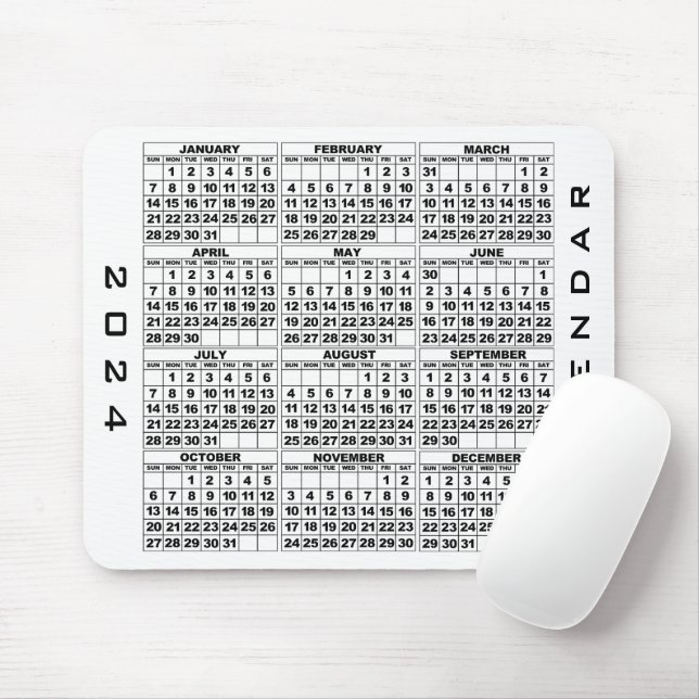 Alfombrilla De Ratón Blanco Mousepad del calendario 2024 (Con ratón)