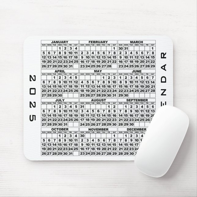 Alfombrilla De Ratón Blanco Mousepad del calendario 2025 (Con ratón)
