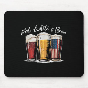 Alfombrilla De Ratón Blanco Rojo & Cerveza Patriótica Bandera Estad