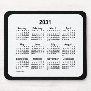 Alfombrilla De Ratón Blanco sobre el calendario negro 2031, de Janz Two