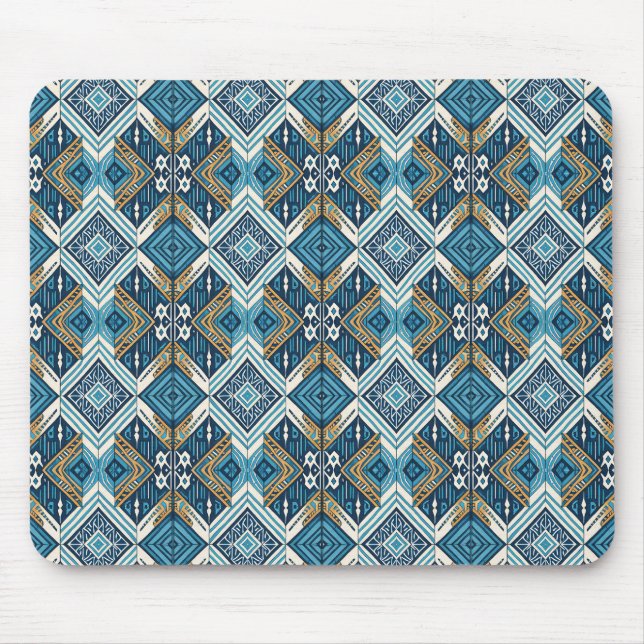 Alfombrilla De Ratón Blaue symetrisches Boho Muster 18583 b xl (Frente)