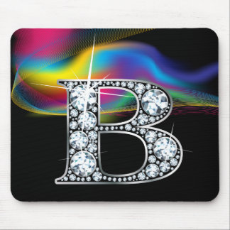 Alfombrilla De Ratón Bling de diamantes "B" con batido de arco iris Mou
