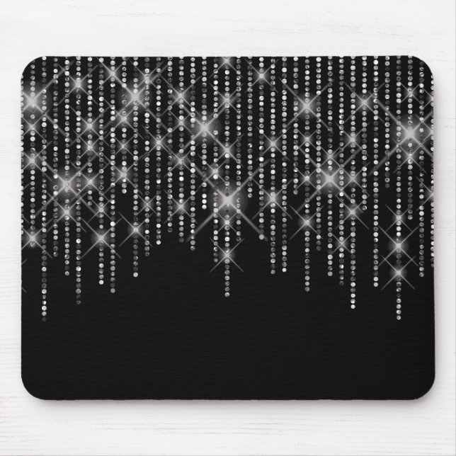 Alfombrilla De Ratón Bling de diamantes en negro (Frente)