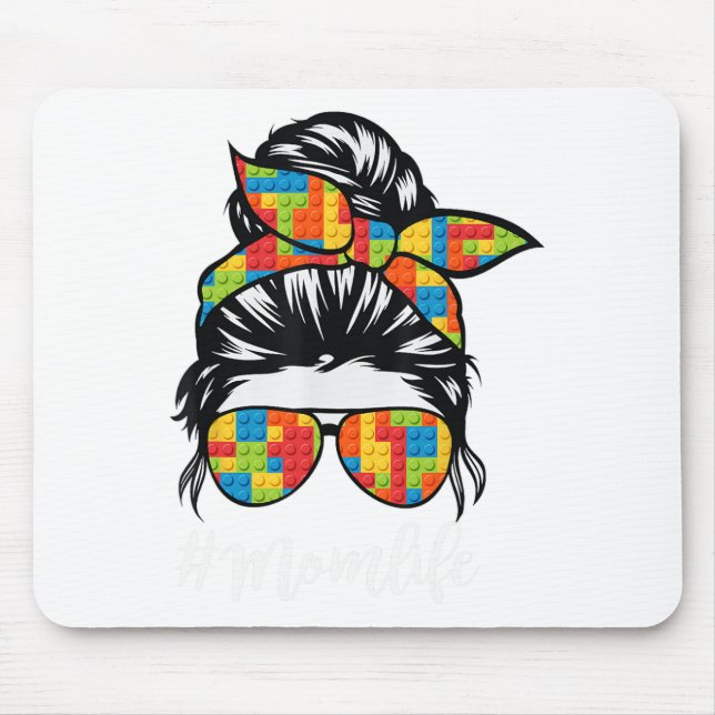 Alfombrilla De Ratón Block Messy Bun Mom Life Master Builder Mothers Da (Frente)