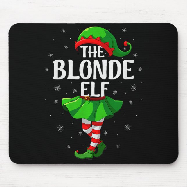 Alfombrilla De Ratón Blonde Elf Christmas Girls Women Elf Squad Xmas Fa (Frente)