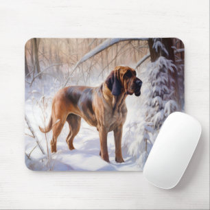Alfombrilla De Ratón Bloodhound Deja que nieve Navidad