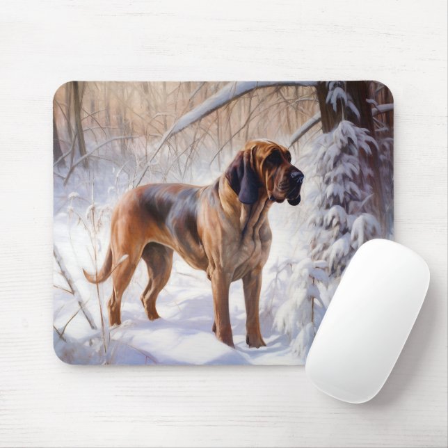 Alfombrilla De Ratón Bloodhound Deja que nieve Navidad (Con ratón)