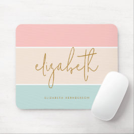 Alfombrilla De Ratón Bloque de color lindo Pastel de banda azul rosa am
