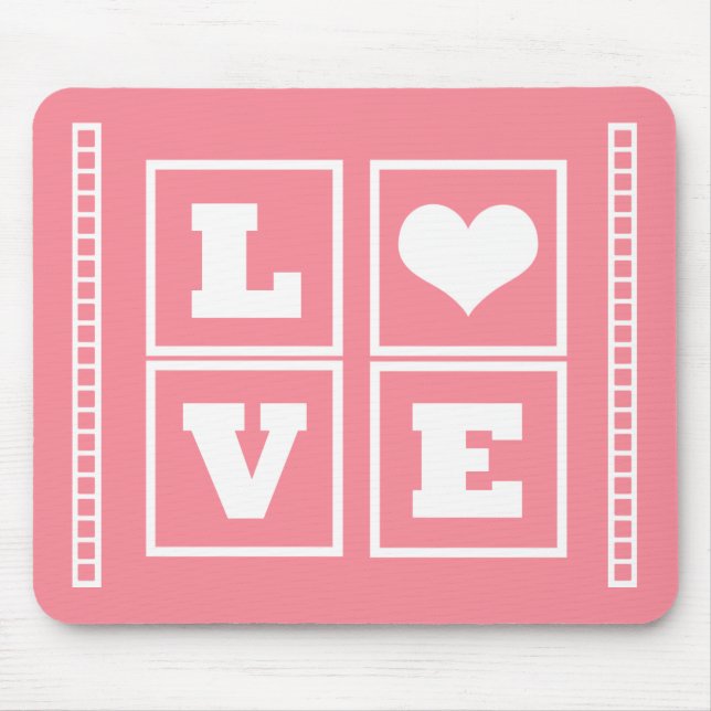 Alfombrilla De Ratón Bloques de amor Mousepad, rosa (Frente)