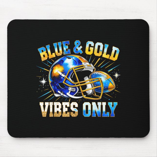 Alfombrilla De Ratón Blue And Gold Vibes Only Football Fan Gift  (Frente)