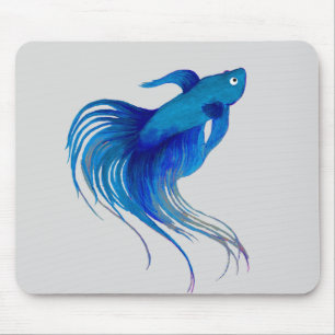 Alfombrilla De Ratón Blue Betta Watercolor
