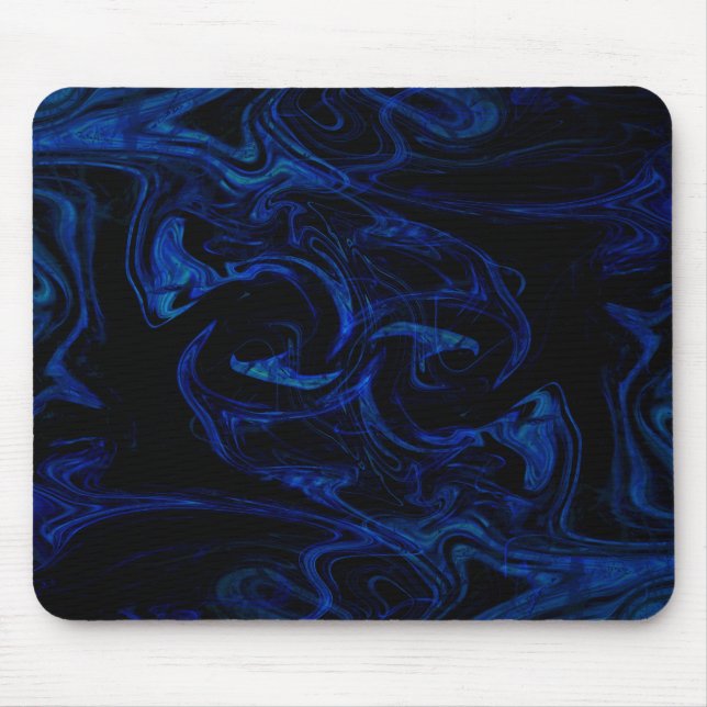 Alfombrilla De Ratón Blue Black Swirl Abstract Smoky Guay (Frente)