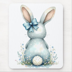 Alfombrilla De Ratón Blue Bunny Tail Cottontail Easter Bunny con huevos