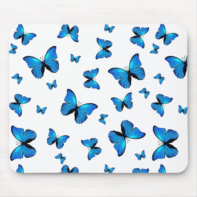 Alfombrilla De Ratón Blue Butterflies (Frente)