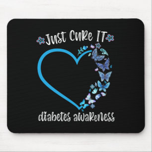 Alfombrilla De Ratón Blue Butterfly Cure It November Diabetes awar