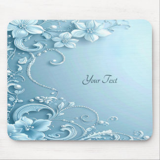 Alfombrilla De Ratón Blue Decorative Floral Mousepad