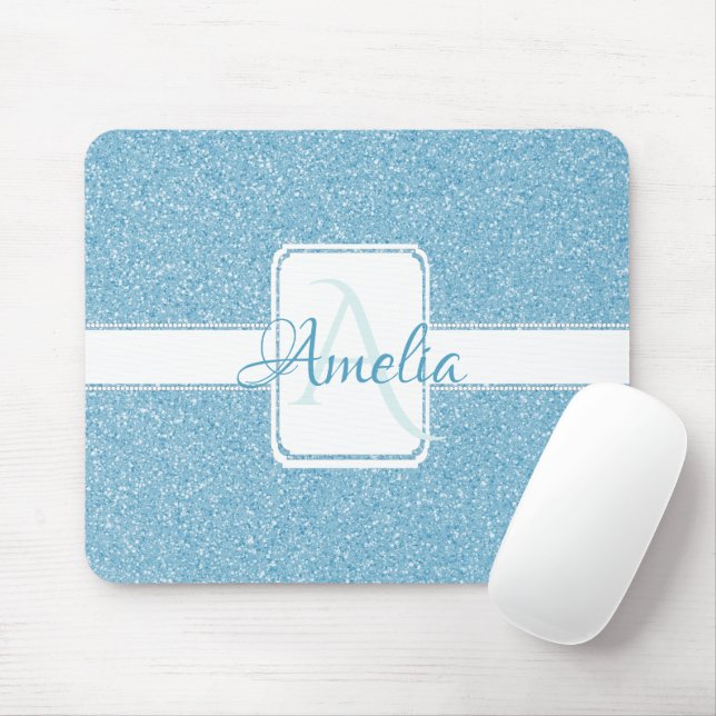 Alfombrilla De Ratón Blue Glitter Personalized Mouse Pad (Con ratón)