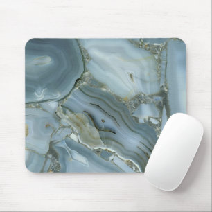 Alfombrilla De Ratón Blue Gray Marble with Gold Vein Drawstring Bag