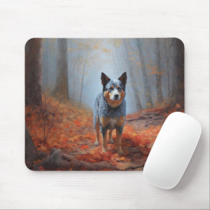 Alfombrilla De Ratón Blue Heeler en hojas de otoño caídas Inspira