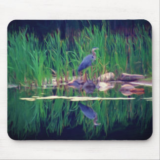 Alfombrilla De Ratón Blue Heron Reflings Animal Art