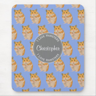 Alfombrilla De Ratón Blue I love Hamsters Hamster Hamster Pattern