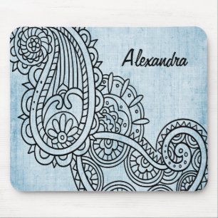 Alfombrilla De Ratón Blue Mehndi Motif Mousepad