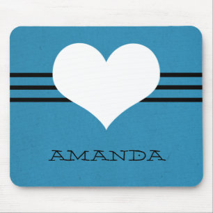 Alfombrilla De Ratón Blue Modern Heart Mousepad