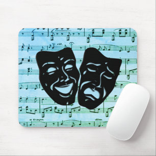 Alfombrilla De Ratón Blue Music Art Unites Theater Masks 