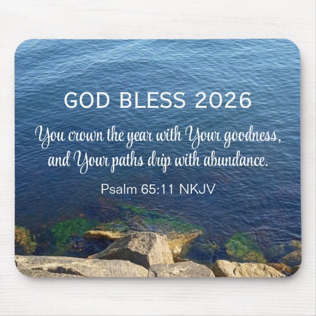 Alfombrilla De Ratón Blue Ocean Photo Blessed New Year 2026 Christian (Frente)