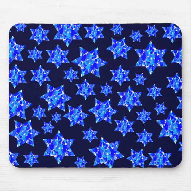Alfombrilla De Ratón Blue Paint Stars Judíos (Frente)