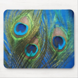 Alfombrilla De Ratón Blue Peacock Feathers Mousepad