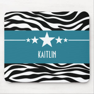 Alfombrilla De Ratón Blue Sassy Star Zebra Mousepad