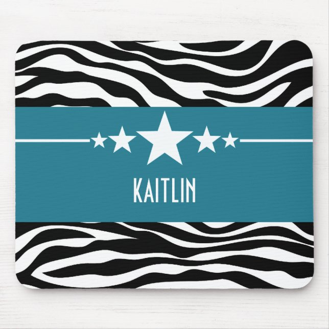Alfombrilla De Ratón Blue Sassy Star Zebra Mousepad (Frente)