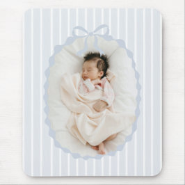 Alfombrilla De Ratón Blue Stripes Bow Frame Custom Photo Mousepad