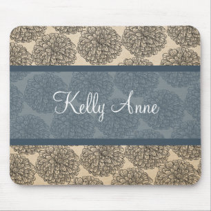 Alfombrilla De Ratón Blue Vintage Zinnia Mousepad