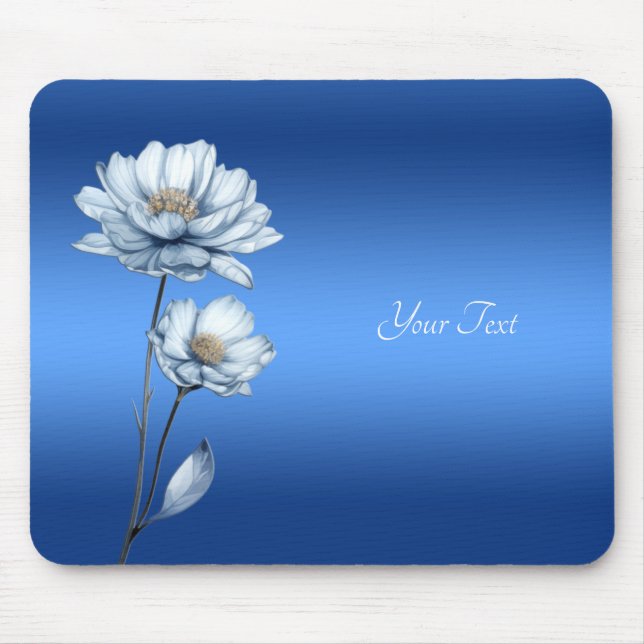 Alfombrilla De Ratón Blue Watercolor Flowers Mousepad (Frente)
