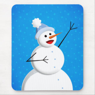 Alfombrilla De Ratón Blue Winter Happy Snowman